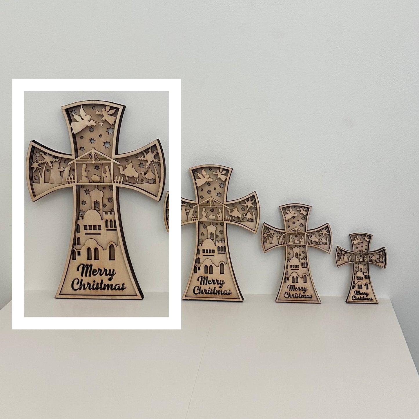 3D Nativity Cross-Large